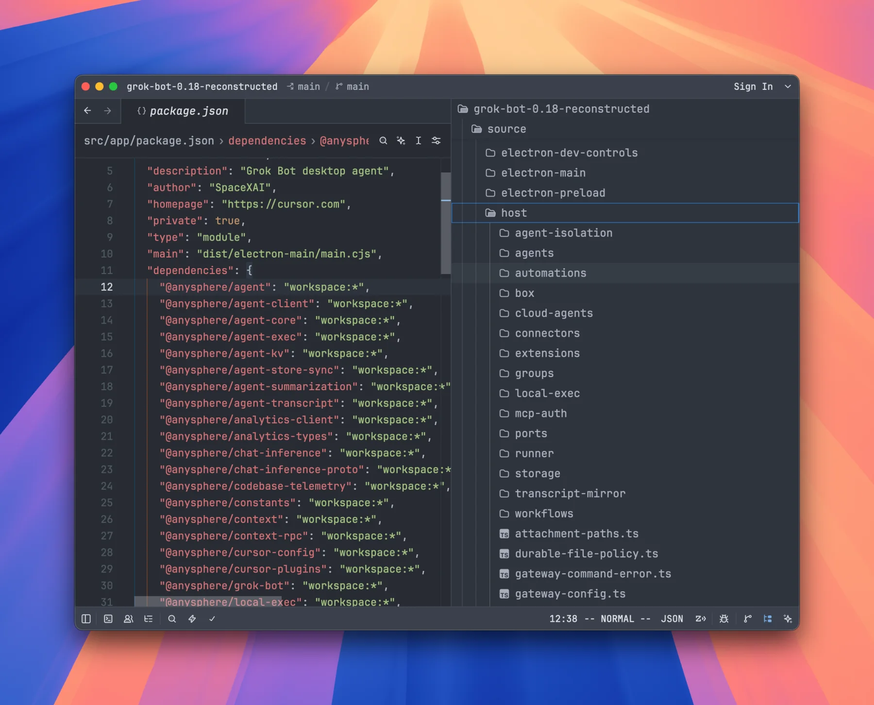 Reconstructed Grok Bot source code open in a code editor