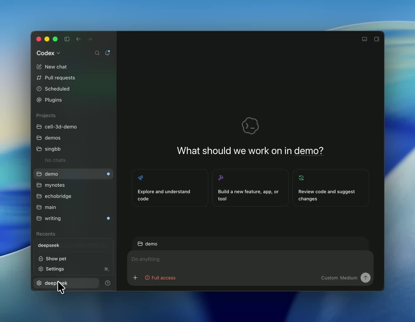 ModLens vision demo for a text-only coding model