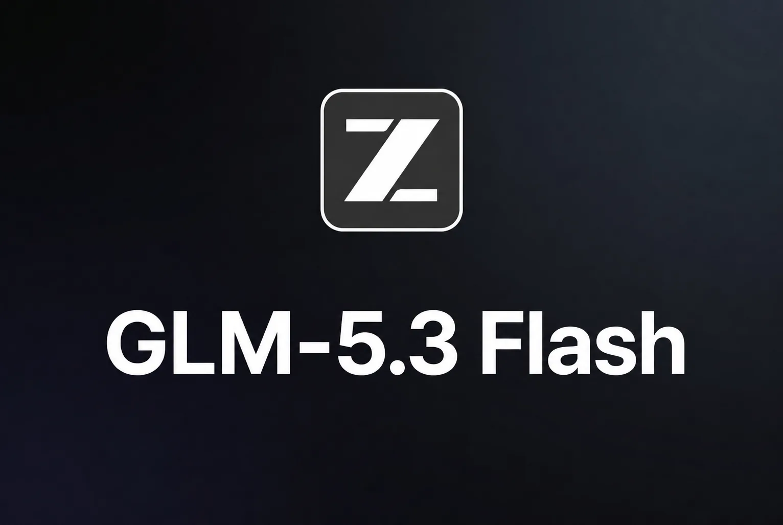 GLM-5.3 Flash model graphic on a dark background
